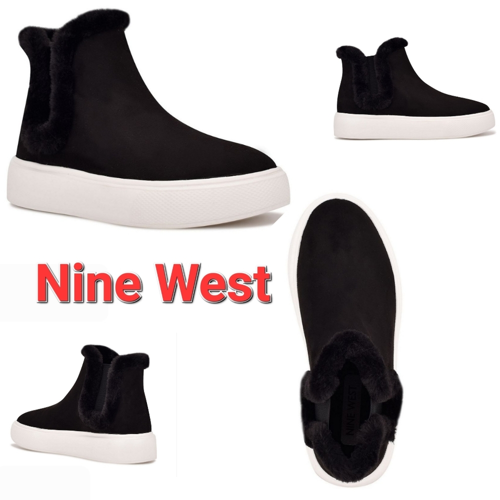 👀50% OFF👢NWT‼️ Nine West brand Faux Suede & Fur Chelsea Ankle Boots